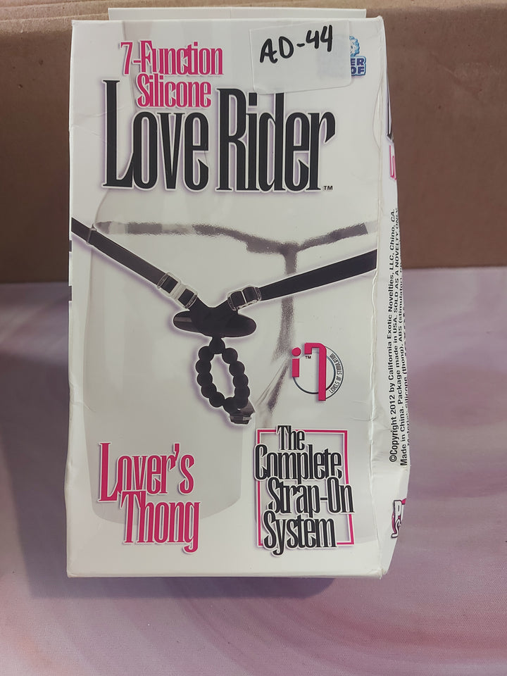 AD-44 - 7-Function Silicone Love Rider: Lover’s Thong - Black