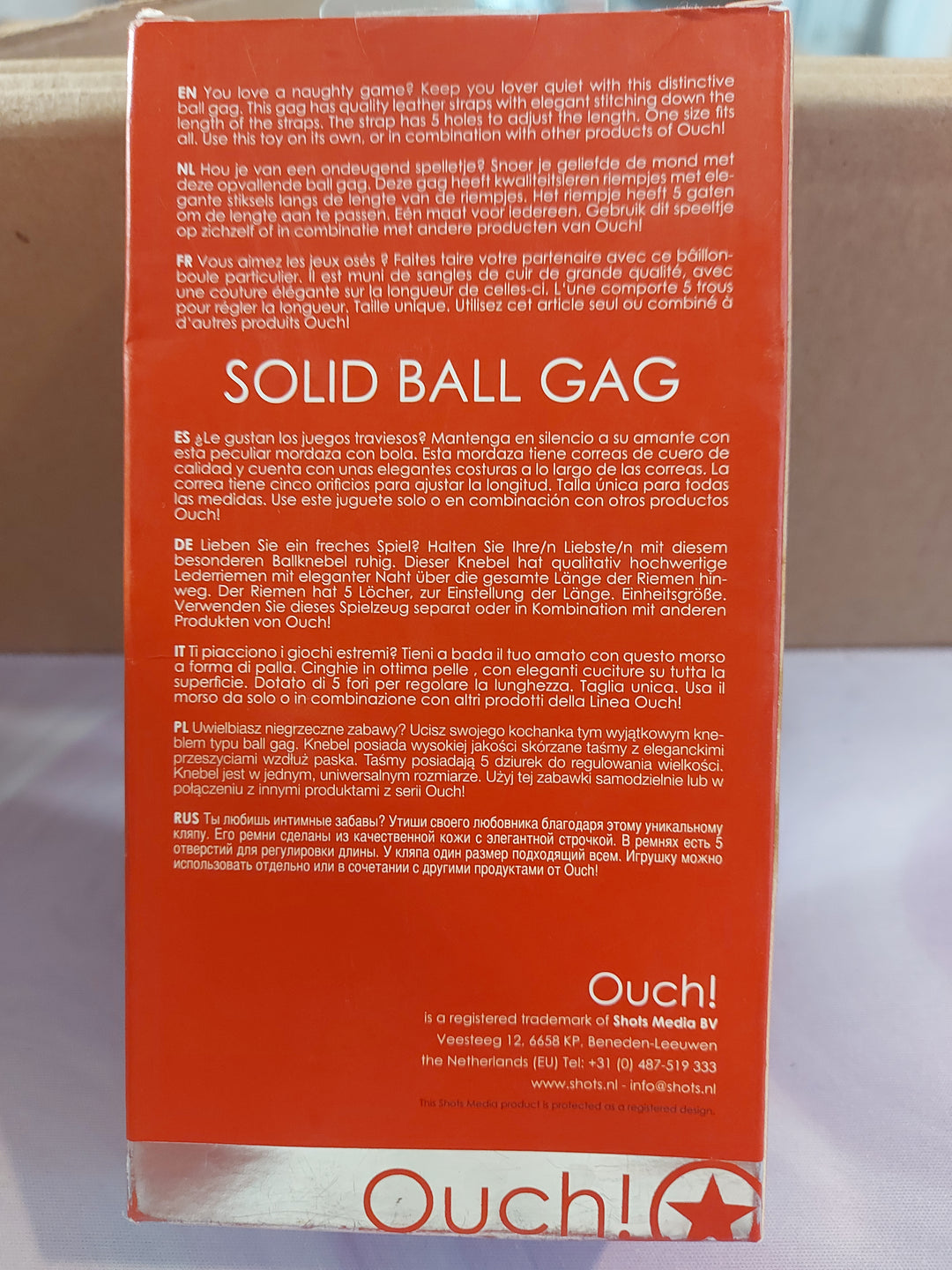 AD-40: Ouch! Solid Ball Gag, Red