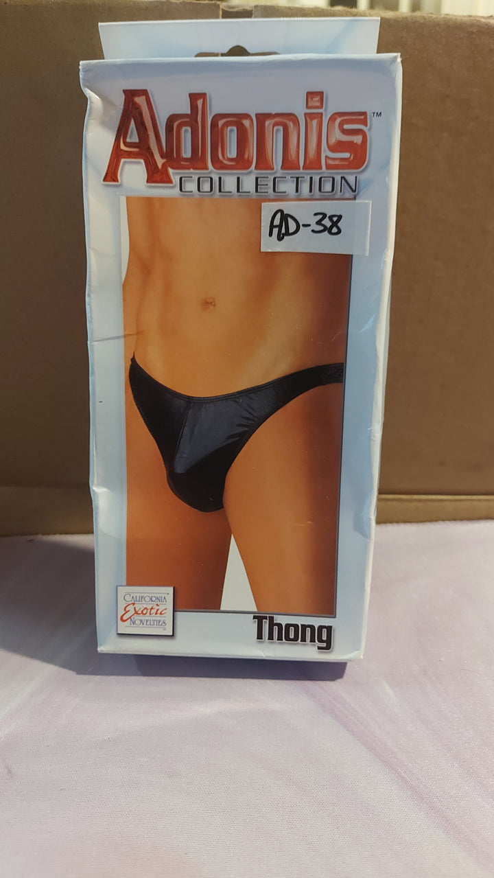 AD-38: California Exotics Adonis Men's Wet Look, Thong - Black (O/S)