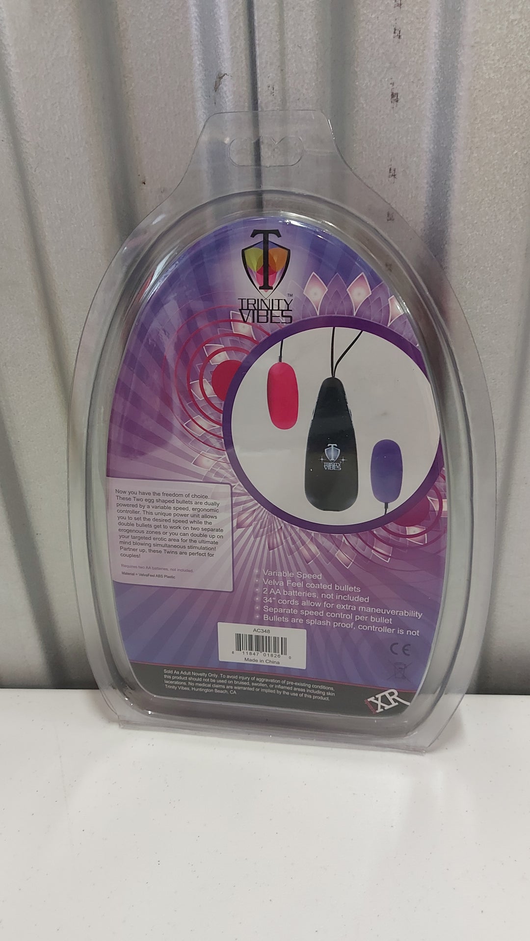AD-039 Trinity Vibes: VelvaFeel Fuschian Twin Bullet Vibrators, Pink & Purple