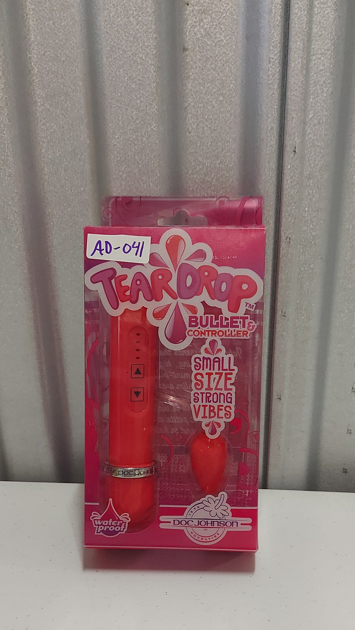 AD-041 Doc Johnson: Teardrop Bullet Vibrator & Controller, Rose