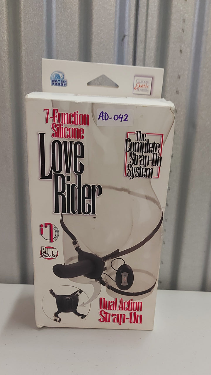 AD-042 California Exotic: 7-function Silicone Love Rider Dual Action Strap-On, Black