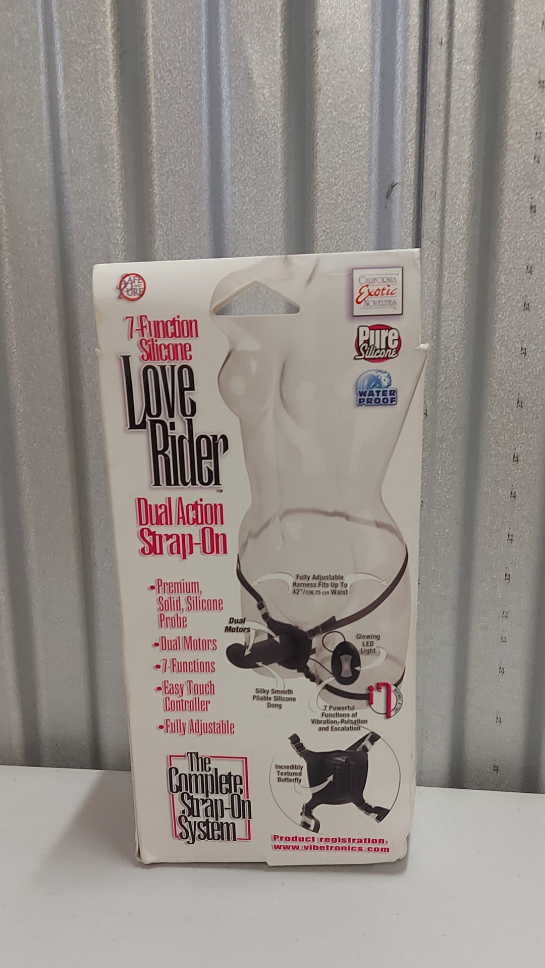 AD-042 California Exotic: 7-function Silicone Love Rider Dual Action Strap-On, Black