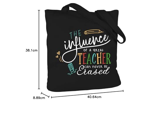 ElegantPark Teacher Bag Teacher Gifts for Women from Students Teacher Appreciation Birthday Christmas Gifts Tote Bag with Interior Pocket Canvas Black