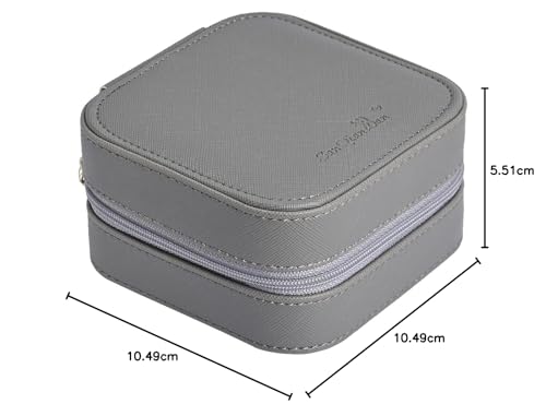 Luxury Travel Jewelry Leather Box Mini Organizer-Small Jewelry Multifunctional Storage Portable Travel Case for Rings Earrings Necklace Mother's Day Gift Women Wife Daughter Gift (GRAY)