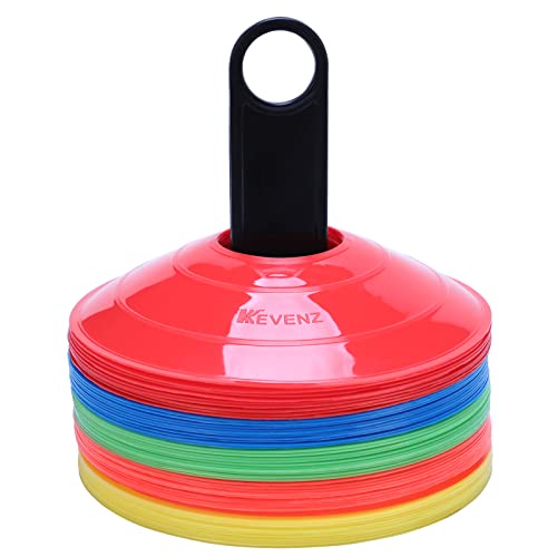 KEVENZ Soccer Cones, Pack of 50 Agility Training Disc Cones for Sports, Multicolor Field Marker for Soccer, Football and More
