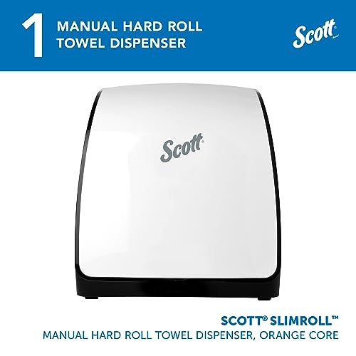 Scott® Slimroll™ Manual Towel Dispenser (47091), White, for Scott® Orange Core Towels, 12.65" x 13.02" x 7.18" (Qty 1)