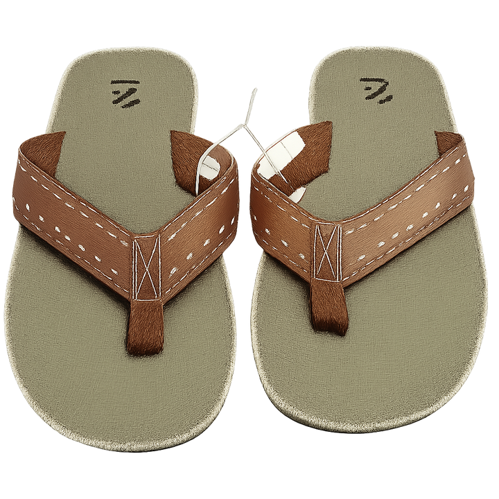 Men's Size 8 Flip-Flops – IZOD Phillip Sandals Canvas Sole, Brown Stitch Strap
