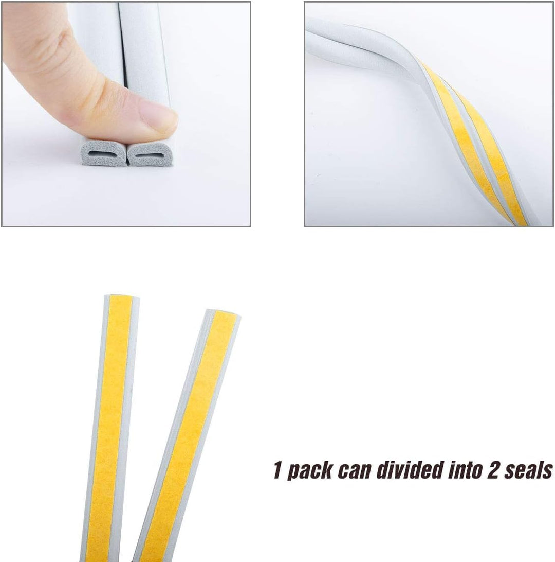 Jabukosu Indoor Weather Stripping, Doors Windows Self Adhesive Foam, Soundproofing Weatherstrip Waterproof Seal, 7/20-Inch x 6/25-Inch, (2 Seals) White (33Ft, Grey)