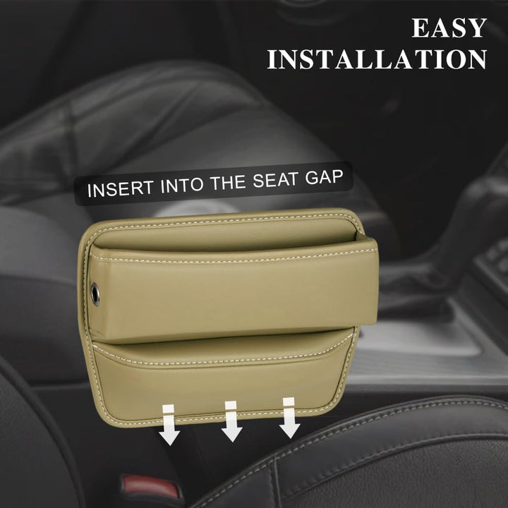 Wedcool Car Seat Gap Organizer, Premium Leather Car Seat Storage Box, Car Seat Side Pocket Organizer, Car Front Center Console Organizer Accessories Universal for Most Cars (Beige)