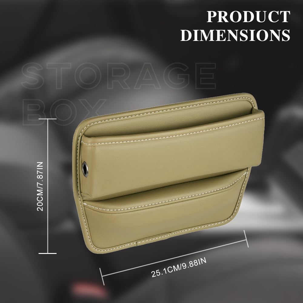 Wedcool Car Seat Gap Organizer, Premium Leather Car Seat Storage Box, Car Seat Side Pocket Organizer, Car Front Center Console Organizer Accessories Universal for Most Cars (Beige)