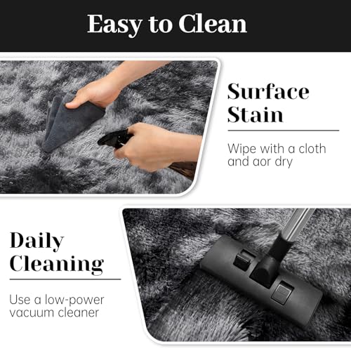 Cinknots Area Rugs Fluffy Carpet Modern Living Room Bedroom Baby Nursery Dorm Soft Non-Slip Carpet Large Modern Indoor Shaggy Carpet Room Home Décor (Black Gray, 3.9'x 5.2'（120 * 160cm）)
