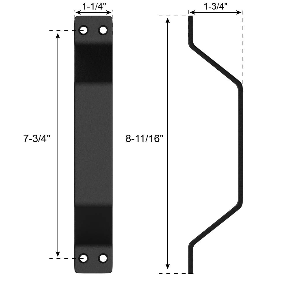 WWINSOON Simple Sliding Barn Door Handle, Comfortable Handy Touch Gate Handle Pull Set, Premium Black Carbon Stainless Steel Body, Snugly Fits 9" Hole Spaces Wood Doors, Replace Old Pull Handles