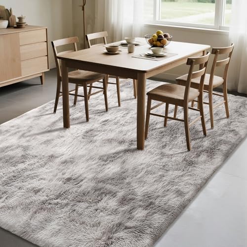 Cinknots Area Rugs Fluffy Carpet Modern Living Room Bedroom Baby Nursery Dorm Soft Non-Slip Carpet Large Modern Indoor Shaggy Carpet Room Home Décor (Grey White, 3.9'x 5.2'（120 * 160cm）)