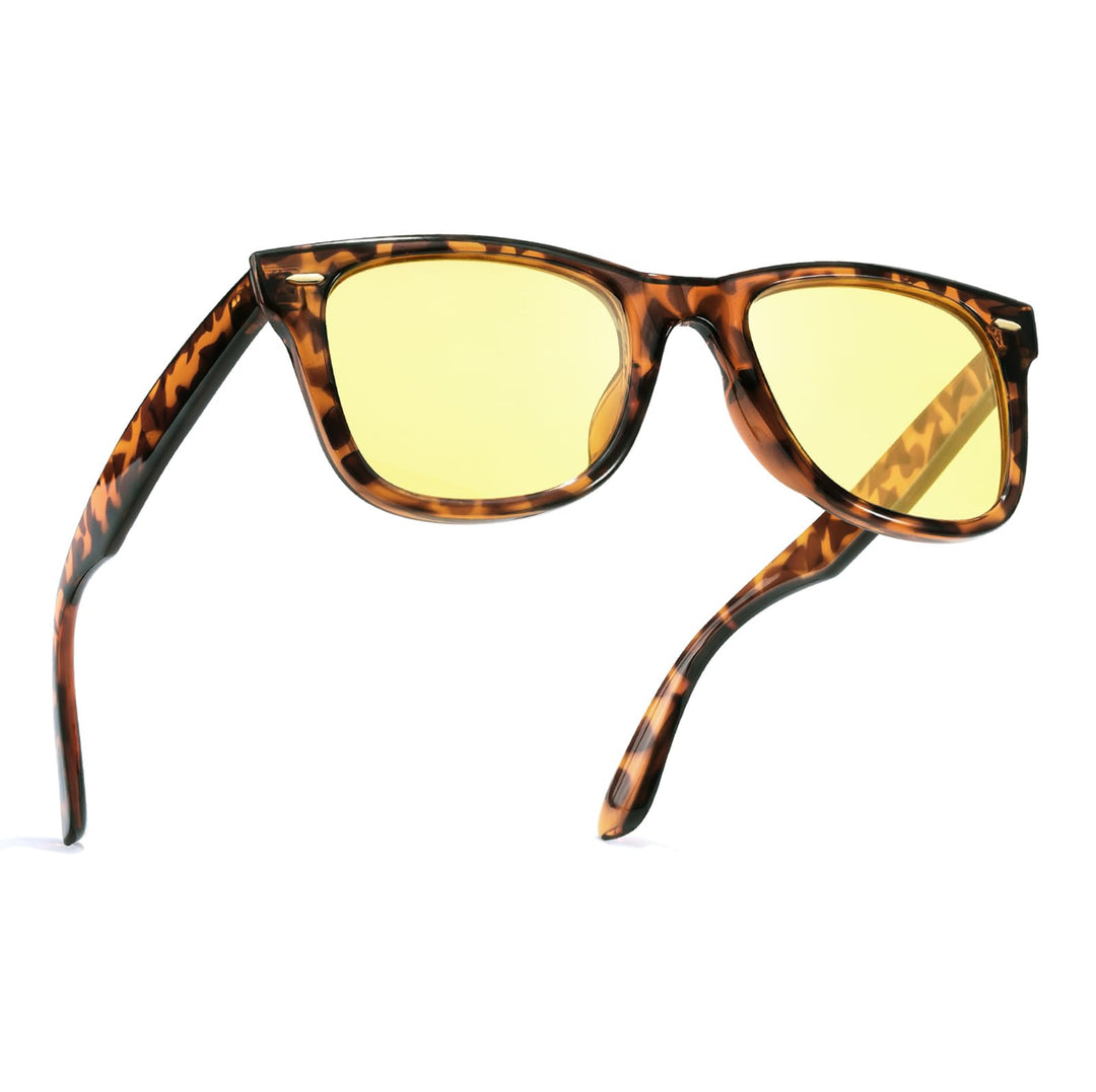 TJUTR Night Driving Glasses for Men Women, Classic Anti Glare Night Vision Glasses, Polarized Yellow Lens for Night Time
