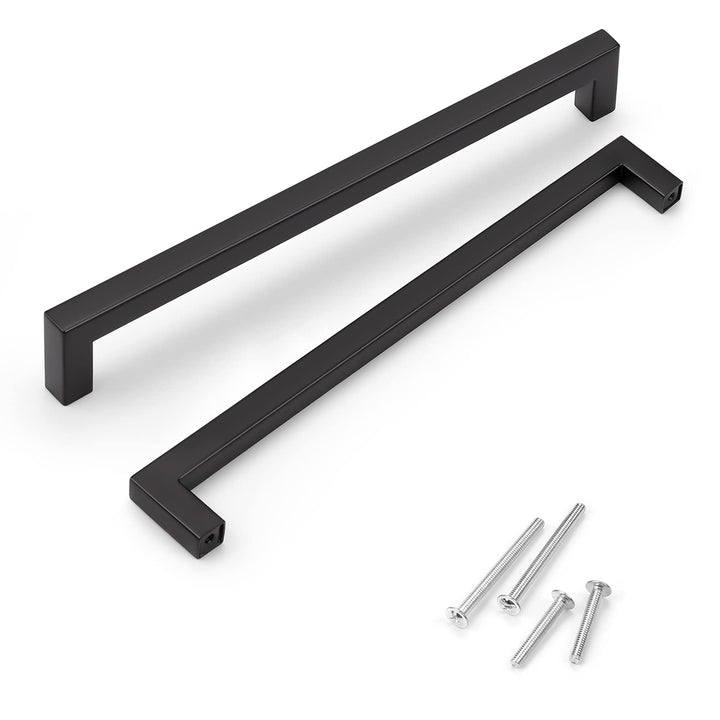 KNOBWELL 10 Pack Black Stainless Cabinet Pulls, Matte Black Drawer Pulls, 8-4/5" Hole Spacing Cabinet Pulls, 9-1/5" Overall Length Kitchen Cupboard Handles