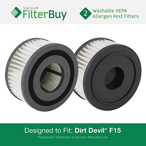 2 - Dirt Devil F15 (F-15) Washable HEPA Replacement Filters, Part # 1-SS0150-000, 3-SS0150-001. Designed by FilterBuy to fit Dirt Devil Extreme Quick Models 084505, 084506, 084507 by FilterBuy