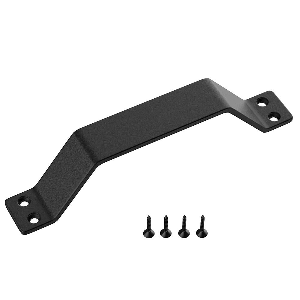 WINSOON Rustic Barn Door Handles, Set of 2 Pcs Black Painted Solid Steel Gate Handle Pull, Comfortable & Handy, 9’’ Heavy Duty Hardware Snugly Fits for Garage Doors Cabinet Fence Drawer