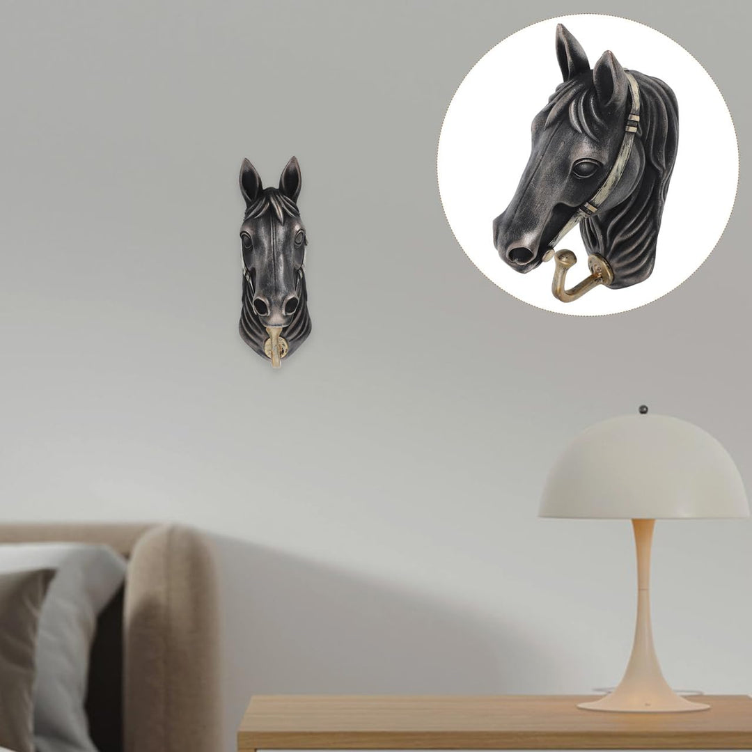PRETYZOOM Horse Head Wall Hook Creative Animal Shaped Decorative Hanger for Coats Bags Hats Strong Load Bearing Zinc Alloy Resin 6.5X4.13X2.68 Inches Ideal for Home Entryway and Hotel