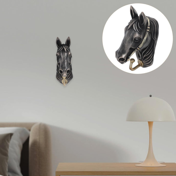 PRETYZOOM Horse Head Wall Hook Creative Animal Shaped Decorative Hanger for Coats Bags Hats Strong Load Bearing Zinc Alloy Resin 6.5X4.13X2.68 Inches Ideal for Home Entryway and Hotel