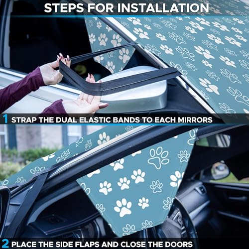 EcoNour Windshield Cover for Ice and Snow | Tough 600D Polyester Printed Fabric Windshield Frost Cover for Any Weather | Water, Heat & Sag-Proof Car Windshield Snow Cover | X-Large (69" x 42")