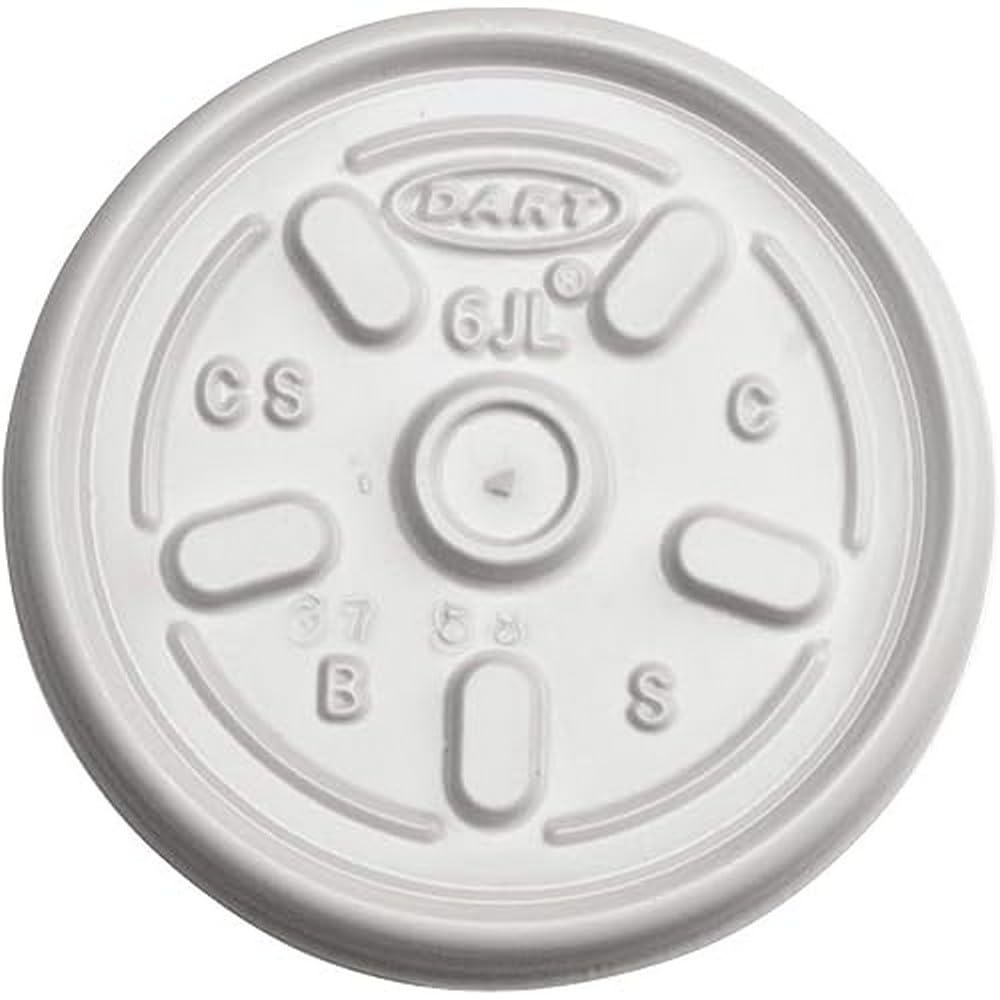 Dart 6JL Plastic Lids, for 6oz Hot/Cold Foam Cups, Vented (Case of 1000 Lids)