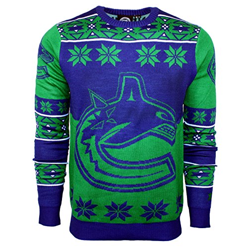 NHL Vancouver Canucks Big Logo Ugly Crew Neck Sweater, Large, Team Color