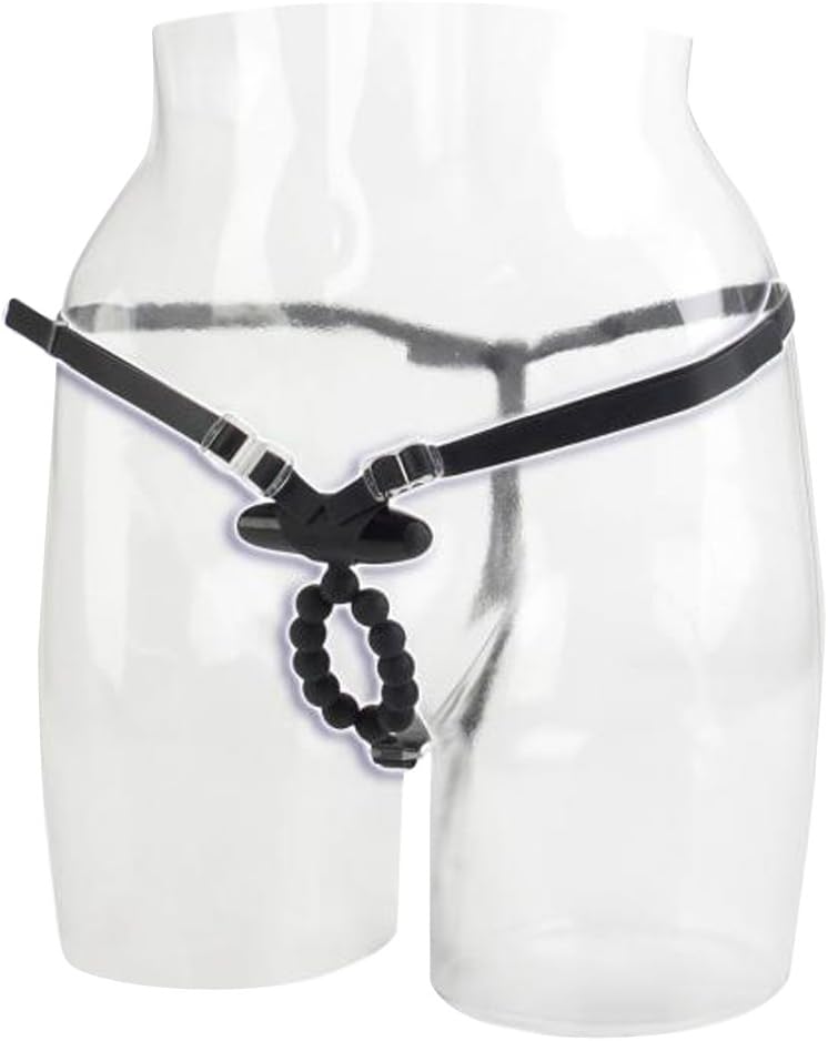 AD-44 - 7-Function Silicone Love Rider: Lover’s Thong - Black