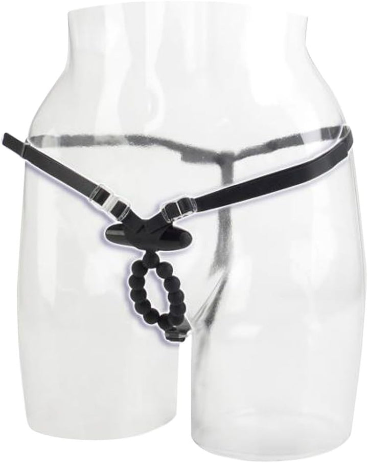 AD-44 - 7-Function Silicone Love Rider: Lover’s Thong - Black