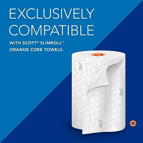 Scott® Slimroll™ Manual Towel Dispenser (47091), White, for Scott® Orange Core Towels, 12.65" x 13.02" x 7.18" (Qty 1)