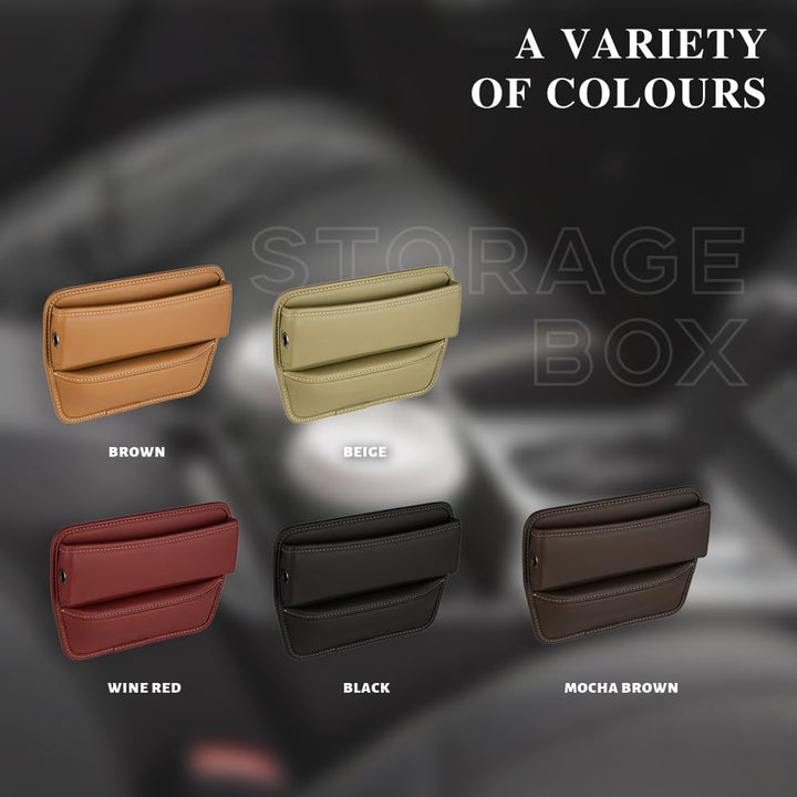 Wedcool Car Seat Gap Organizer, Premium Leather Car Seat Storage Box, Car Seat Side Pocket Organizer, Car Front Center Console Organizer Accessories Universal for Most Cars (Beige)