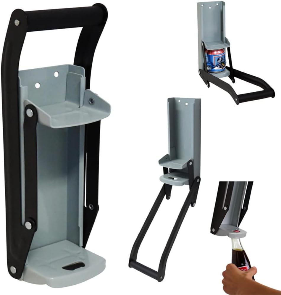 Home 16 oz Can Crusher for Recycling, Heavy Duty Wall Mounted Metal Beer Soda Seltzer Cans Compactor Recycling Plastic Bottles Smasher with Bottle Opener Tool (1 Pack)