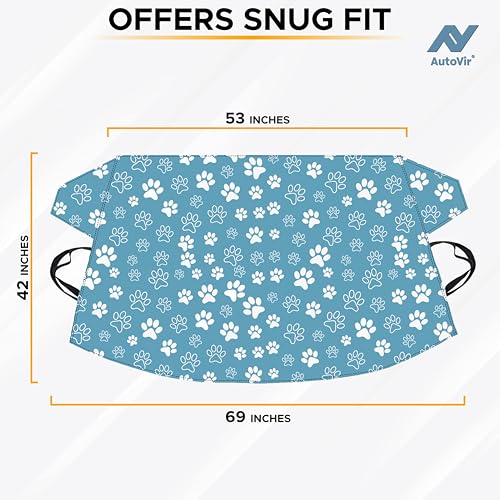 EcoNour Windshield Cover for Ice and Snow | Tough 600D Polyester Printed Fabric Windshield Frost Cover for Any Weather | Water, Heat & Sag-Proof Car Windshield Snow Cover | X-Large (69" x 42")