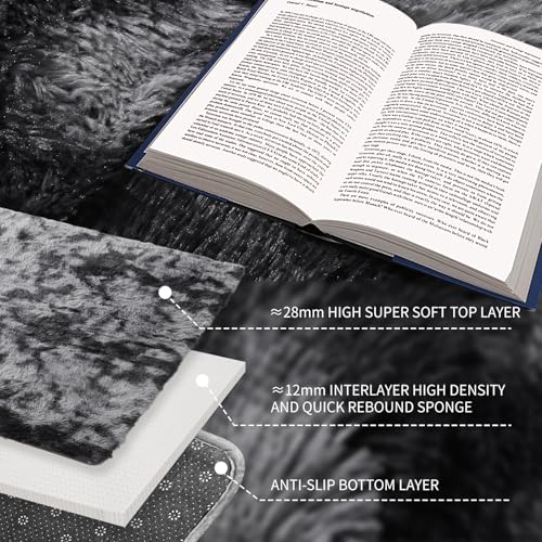 Cinknots Area Rugs Fluffy Carpet Modern Living Room Bedroom Baby Nursery Dorm Soft Non-Slip Carpet Large Modern Indoor Shaggy Carpet Room Home Décor (Black Gray, 3.9'x 5.2'（120 * 160cm）)