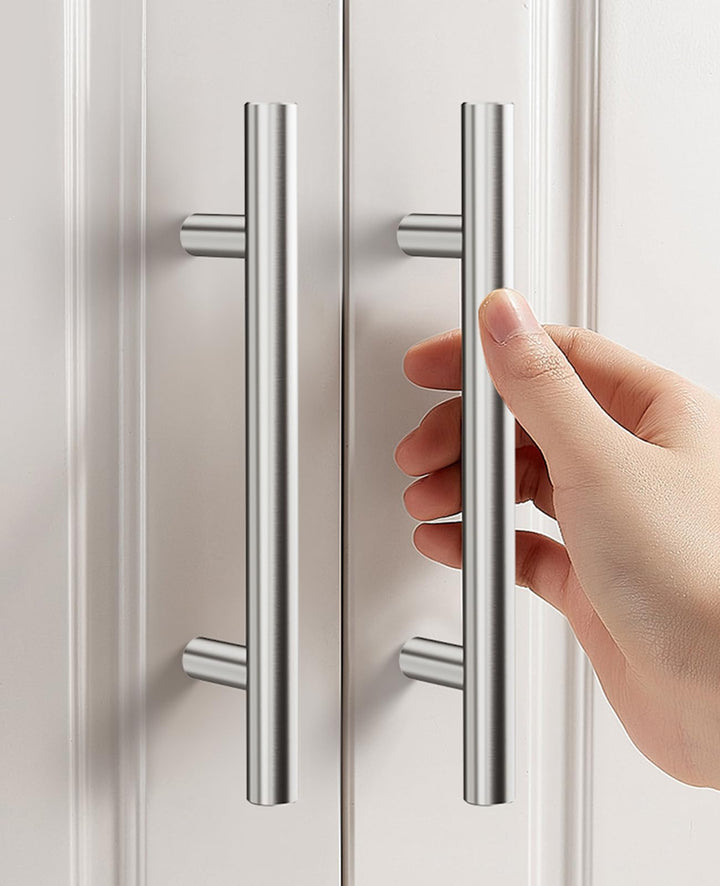 Vepagoo 20 Pack 6-2/5" Brushed Nickel Cabinet Handles Drawer Pulls – 4 inch Hole Center Silver Stainless Steel Handle Pull for Kitchen, Bathroom, Wardrobes, Tv Cabinets – Poignée Armoire Cuisine