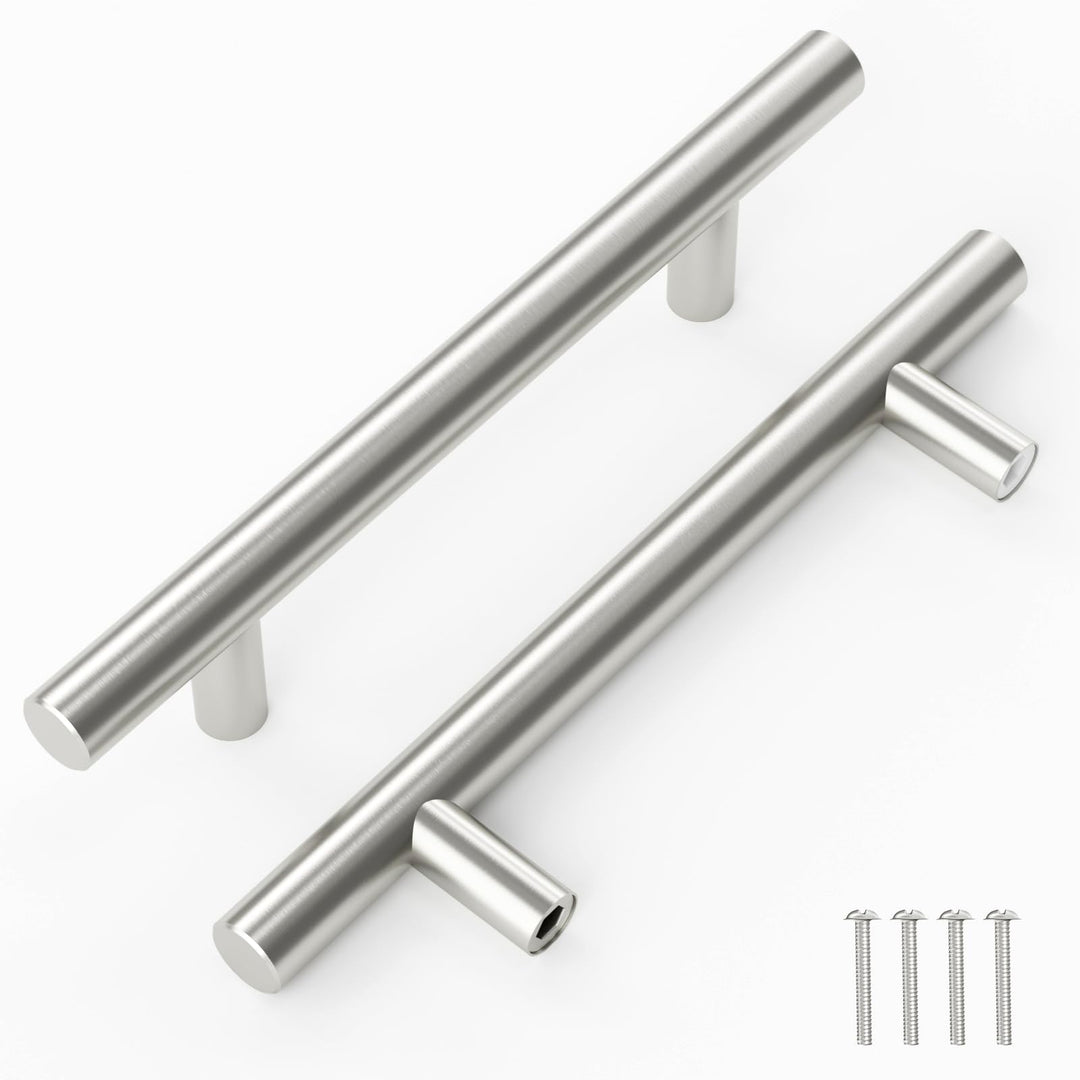 Vepagoo 30 Pack 6-2/5" Brushed Nickel Cabinet Handles Drawer Pulls – 4 inch Hole Center Silver Stainless Steel Handle Pull for Kitchen, Bathroom, Wardrobes, Tv Cabinets – Poignée Armoire Cuisine
