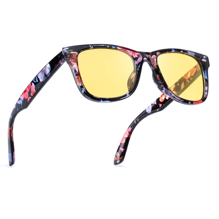 TJUTR Night Driving Glasses for Men Women, Classic Anti Glare Night Vision Glasses, Polarized Yellow Lens for Night Time