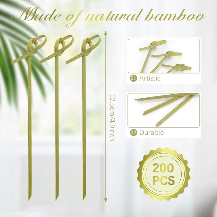 Cocktail Toothpicks for Appetizers 200pcs 4.9" Bamboo Toothpicks Fancy Toothpicks for Appetizers Cocktail Picks for Drinks Cocktail Garnish Charcuterie Cups Appetizer Skewers Charcuterie Accessories
