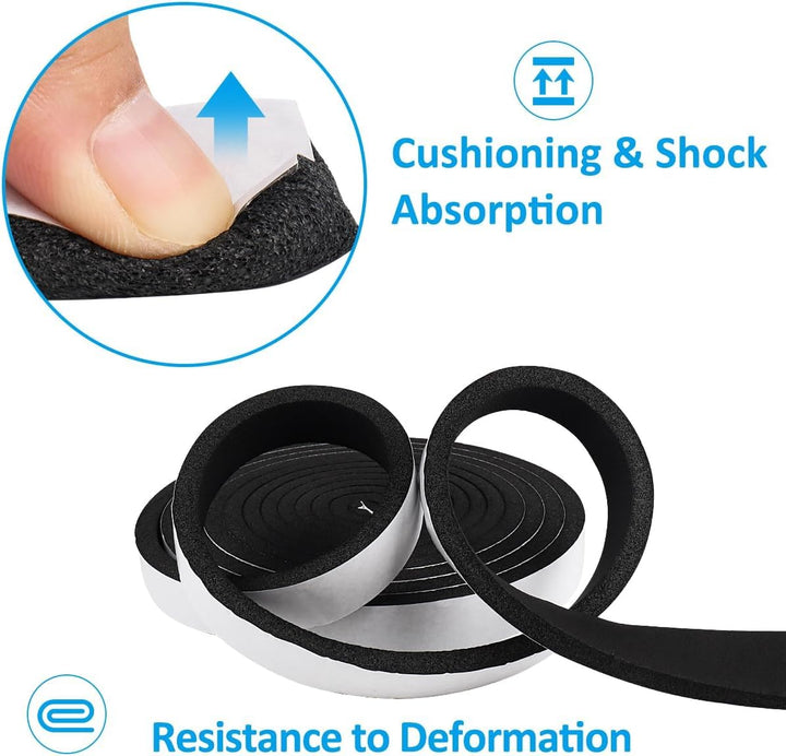 Jabukosu Foam Insulation Tape, Weather Stripping Seal Strip for Doors and Windows,Sliding Door,Soundproofing Door Seal,Weatherstrip,Air Conditioning Seal Strip (1/2In x 1/8In, 50 Ft)