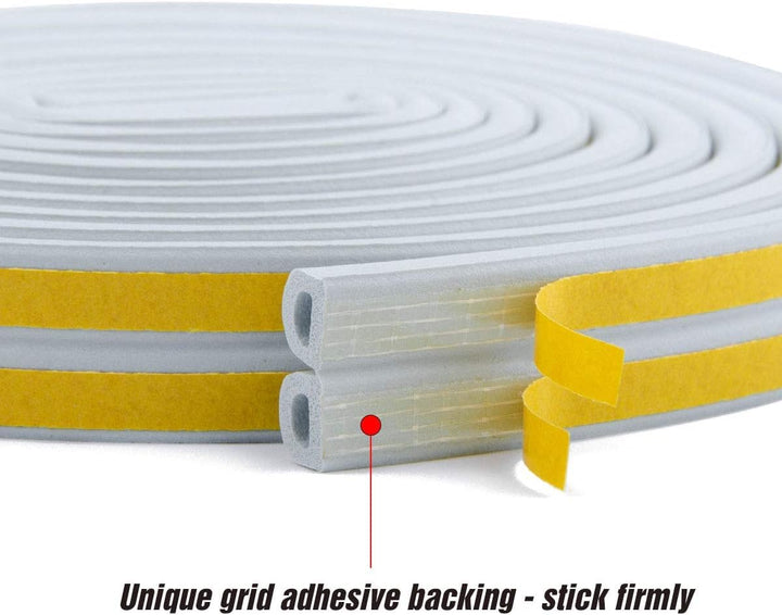 Jabukosu Indoor Weather Stripping, Doors Windows Self Adhesive Foam, Soundproofing Weatherstrip Waterproof Seal, 7/20-Inch x 6/25-Inch, (2 Seals) White (33Ft, Grey)