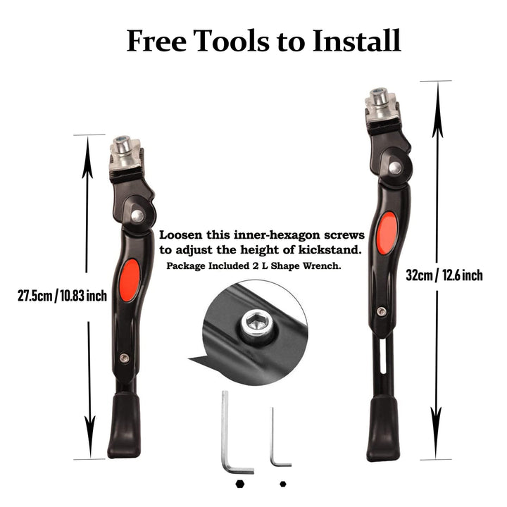 Bike Kickstand Adjustable Kids Bike Kickstand for 20-22inch Center Mount Bicycle Kickstands Bike Stand Mountain Bike/Road Bicycle/Adult Bikes/Sports Bike