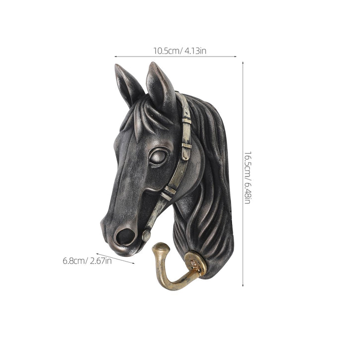 PRETYZOOM Horse Head Wall Hook Creative Animal Shaped Decorative Hanger for Coats Bags Hats Strong Load Bearing Zinc Alloy Resin 6.5X4.13X2.68 Inches Ideal for Home Entryway and Hotel