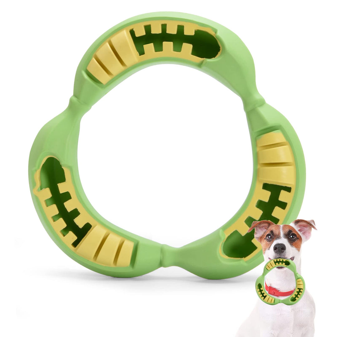 Jomilly Durable Dog Chew Toys for Average Chewers - Treat Dispenser stuffable Tough Dog Toys for Small Medium Large Dogs Lifetime Replacement Puppy Pet Teething Toys-Banana Circle Shape Medium