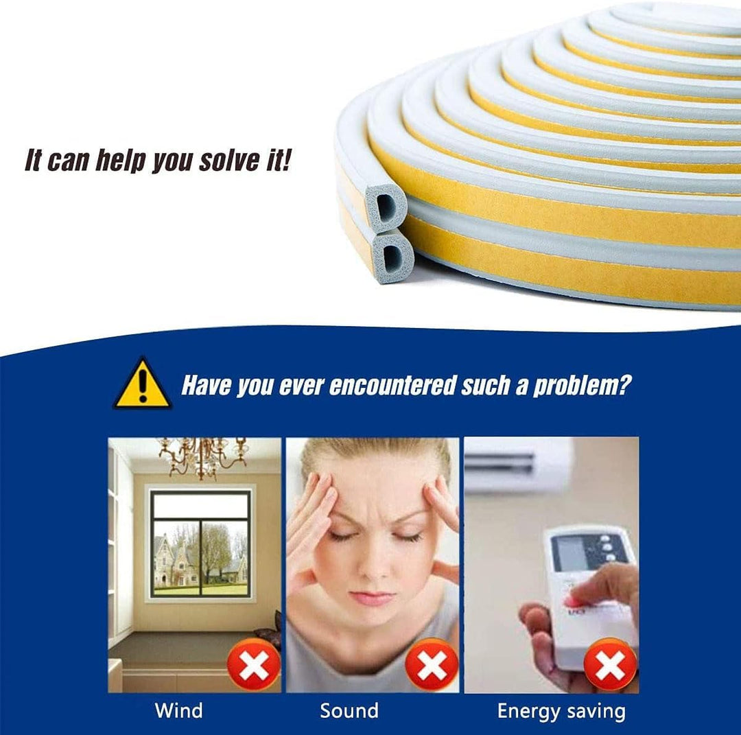 Jabukosu Indoor Weather Stripping, Doors Windows Self Adhesive Foam, Soundproofing Weatherstrip Waterproof Seal, 7/20-Inch x 6/25-Inch, (2 Seals) White (33Ft, Grey)