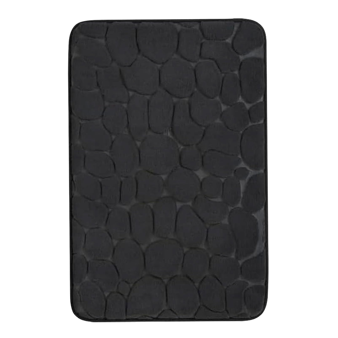 JOYART 1 Piece Bathroom Rugs,Pebble Embossing Memory Foam Bath Mat,Toilet Mats, Non-Slip Absorbentb Rugs, Machine Washable-Black, 16" x 24"