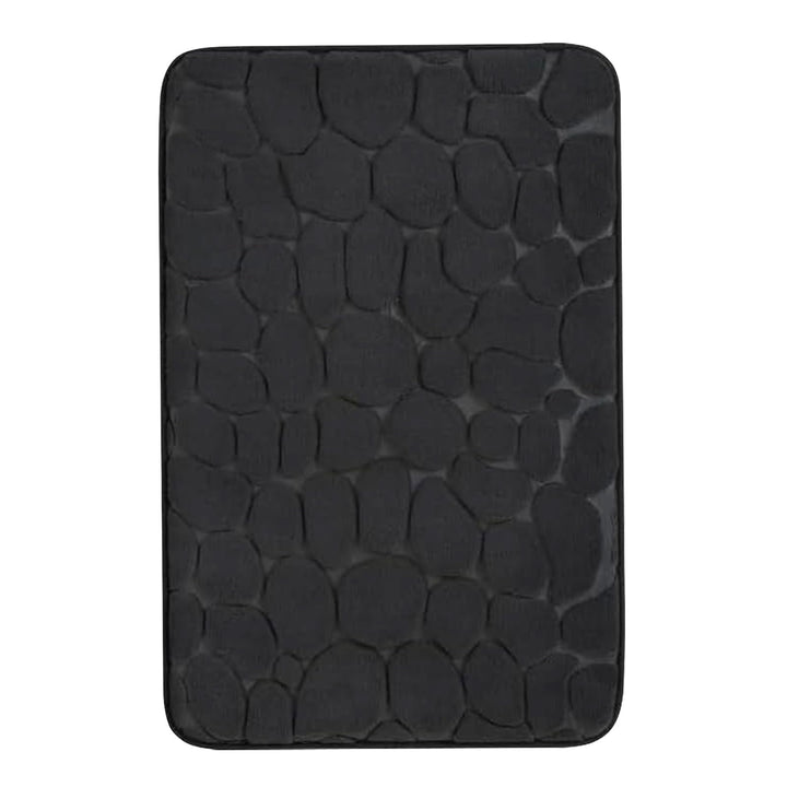 JOYART 1 Piece Bathroom Rugs,Pebble Embossing Memory Foam Bath Mat,Toilet Mats, Non-Slip Absorbentb Rugs, Machine Washable-Black, 16" x 24"