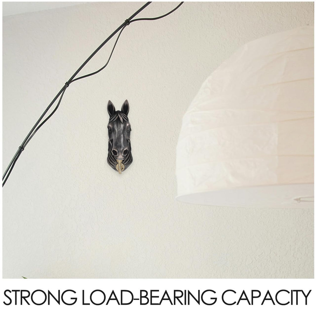 PRETYZOOM Horse Head Wall Hook Creative Animal Shaped Decorative Hanger for Coats Bags Hats Strong Load Bearing Zinc Alloy Resin 6.5X4.13X2.68 Inches Ideal for Home Entryway and Hotel