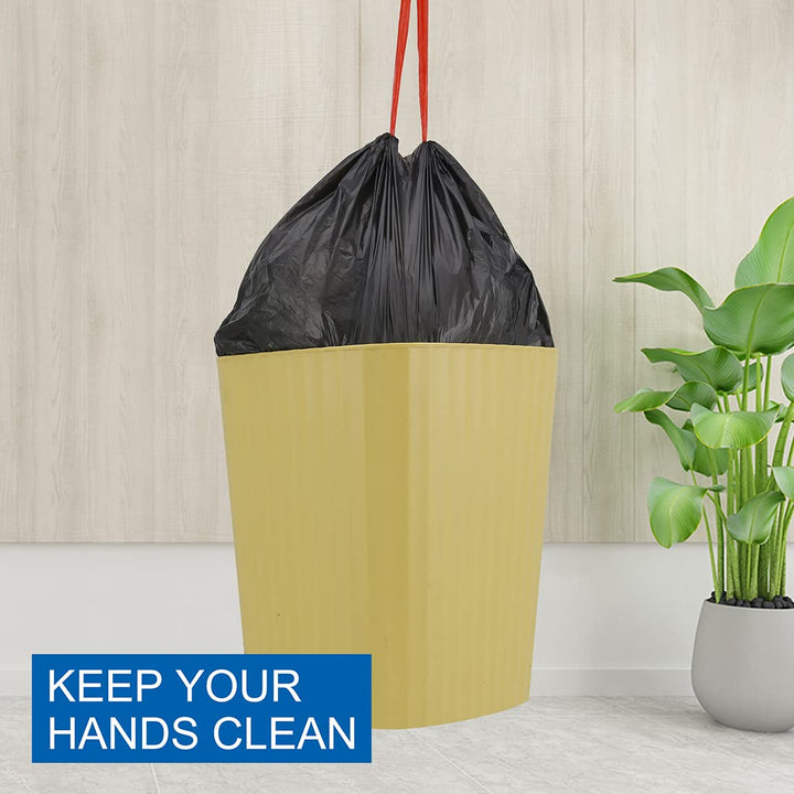 JASINCESS 3-4 Gallon Drawstring Small Trash Bags- Thick Multi purpose Garbage Bags For home office kitchen (Black-60, 4 gallon)