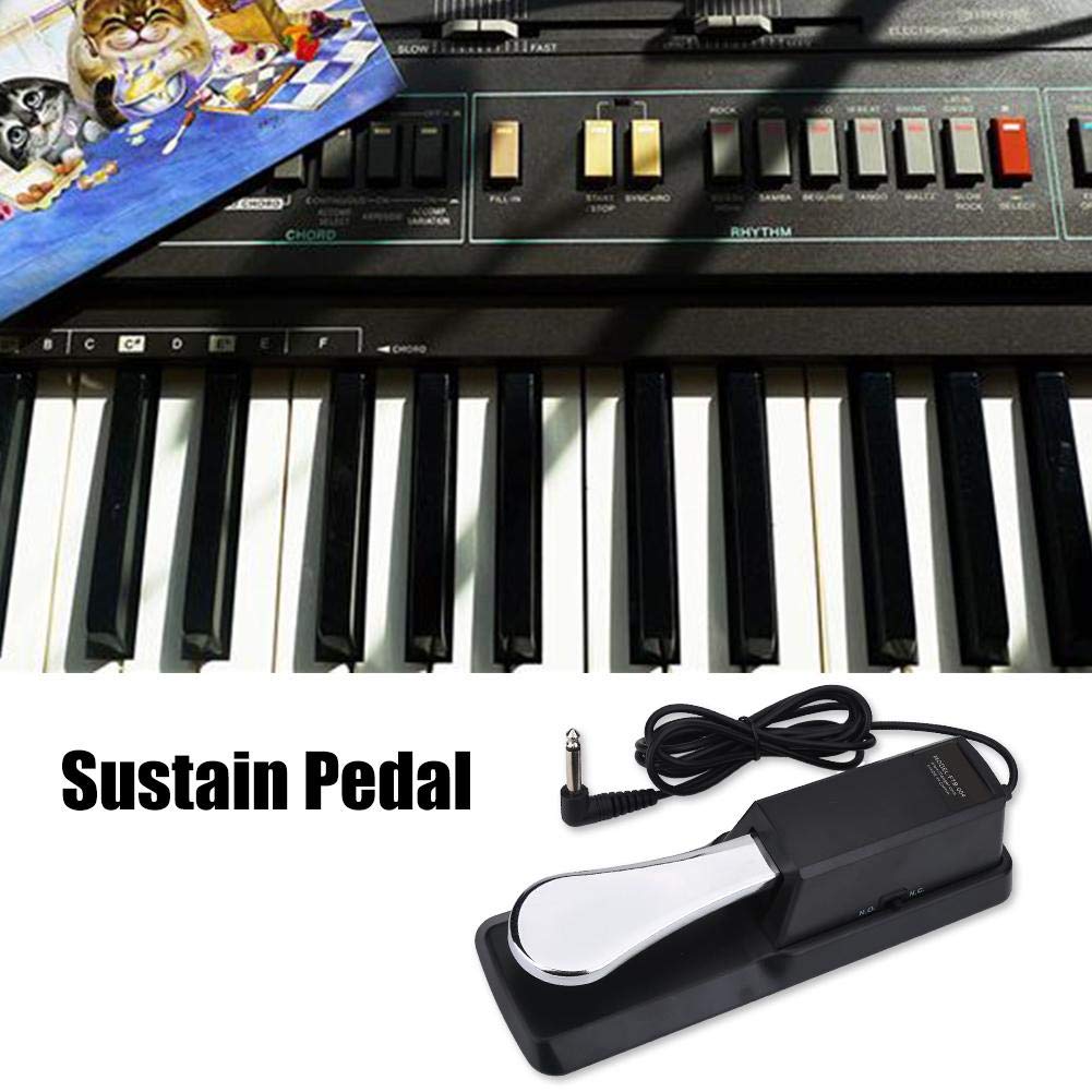 Keyboard Damper Pedal, 170cm Cable Anti-Slip Metal Electric Piano Suistain Pedal for