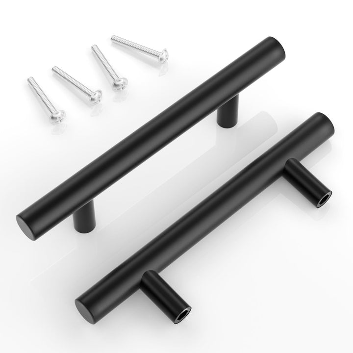 Matte Black Cabinet Handles and Drawer Pulls 15 Pack, 6 Inch (150mm) Stainless Steel, 3-3/4" (96mm) Hole Centers - Modern Kitchen & Bathroom Cabinet Hardware, IAQWE